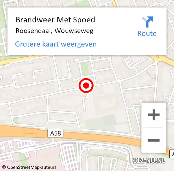Locatie op kaart van de 112 melding: Brandweer Met Spoed Naar Roosendaal, Wouwseweg op 29 december 2022 10:35