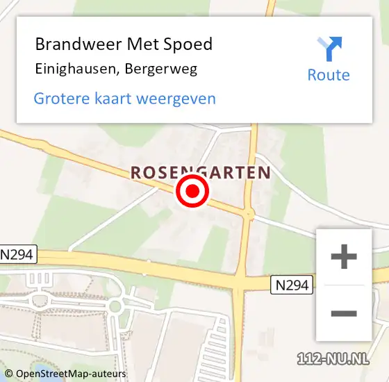 Locatie op kaart van de 112 melding: Brandweer Met Spoed Naar Einighausen, Bergerweg op 29 december 2022 12:30