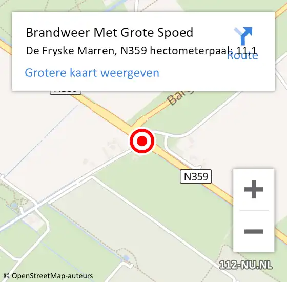 Locatie op kaart van de 112 melding: Brandweer Met Grote Spoed Naar De Fryske Marren, N359 hectometerpaal: 11,1 op 29 december 2022 12:47