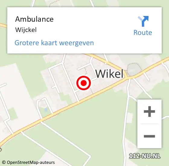 Locatie op kaart van de 112 melding: Ambulance Wijckel op 29 december 2022 12:49