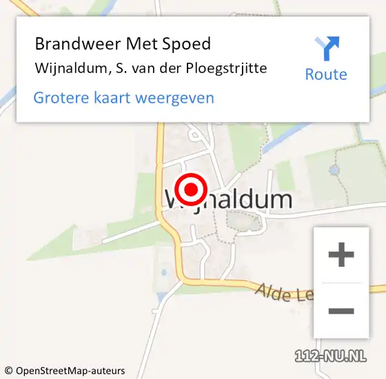 Locatie op kaart van de 112 melding: Brandweer Met Spoed Naar Wijnaldum, S. van der Ploegstrjitte op 29 december 2022 13:20