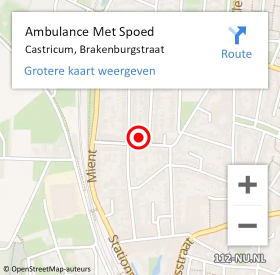 Locatie op kaart van de 112 melding: Ambulance Met Spoed Naar Castricum, Brakenburgstraat op 29 december 2022 14:28