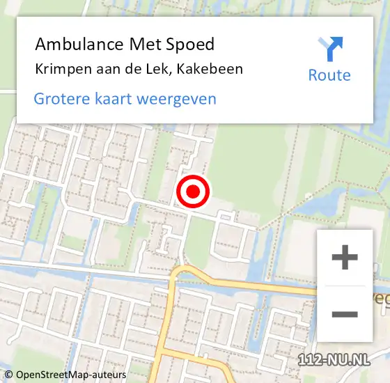 Locatie op kaart van de 112 melding: Ambulance Met Spoed Naar Krimpen aan de Lek, Kakebeen op 29 december 2022 15:36