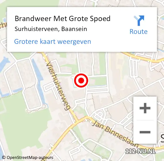 Locatie op kaart van de 112 melding: Brandweer Met Grote Spoed Naar Surhuisterveen, Baansein op 29 december 2022 16:46