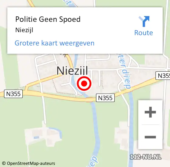 Locatie op kaart van de 112 melding: Politie Geen Spoed Naar Niezijl op 29 december 2022 17:34