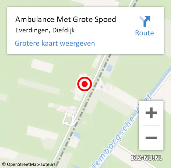 Locatie op kaart van de 112 melding: Ambulance Met Grote Spoed Naar Everdingen, Diefdijk op 29 december 2022 17:53