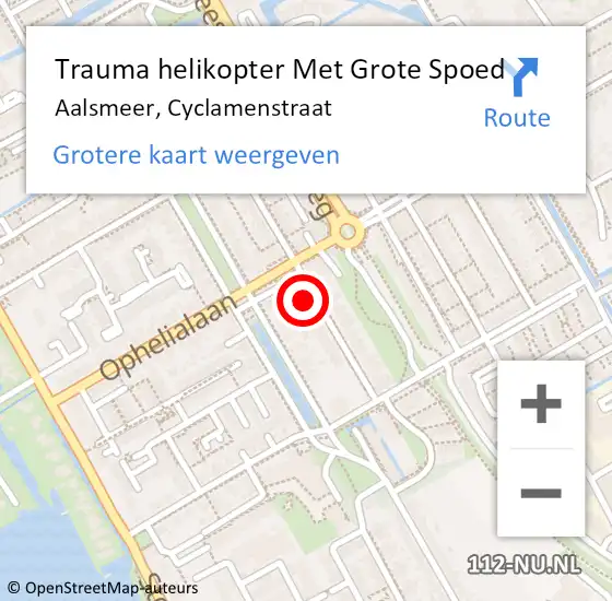 Locatie op kaart van de 112 melding: Trauma helikopter Met Grote Spoed Naar Aalsmeer, Cyclamenstraat op 29 december 2022 18:50