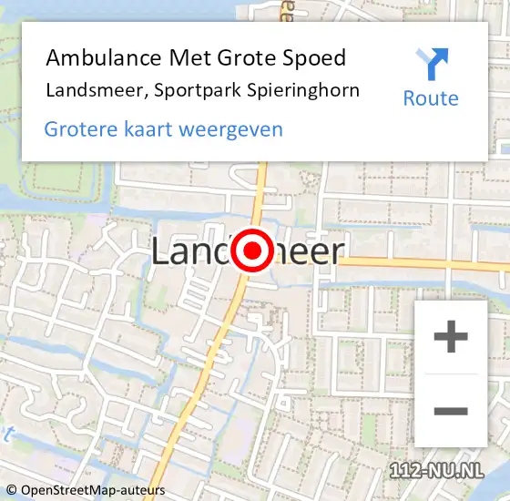 Locatie op kaart van de 112 melding: Ambulance Met Grote Spoed Naar Landsmeer, A10 Li hectometerpaal: 1,8 op 10 augustus 2014 10:08