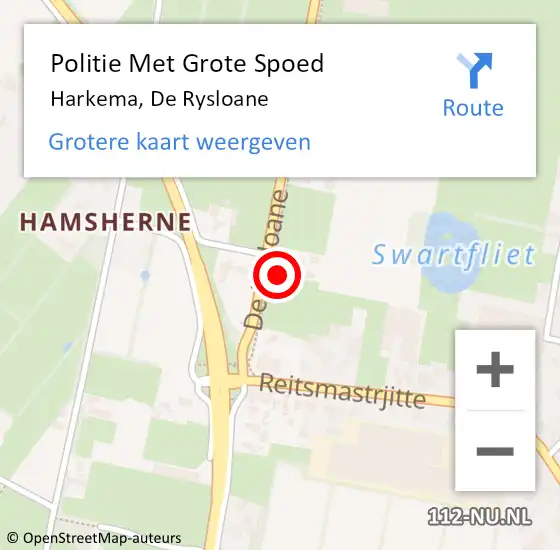 Locatie op kaart van de 112 melding: Politie Met Grote Spoed Naar Harkema, De Rysloane op 29 december 2022 19:33