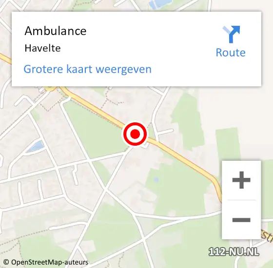 Locatie op kaart van de 112 melding: Ambulance Havelte op 29 december 2022 19:42