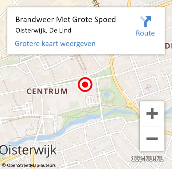 Locatie op kaart van de 112 melding: Brandweer Met Grote Spoed Naar Oisterwijk, De Lind op 29 december 2022 20:10