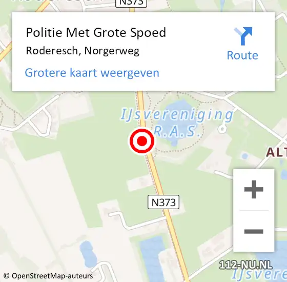 Locatie op kaart van de 112 melding: Politie Met Grote Spoed Naar Roderesch, Norgerweg op 30 december 2022 00:17