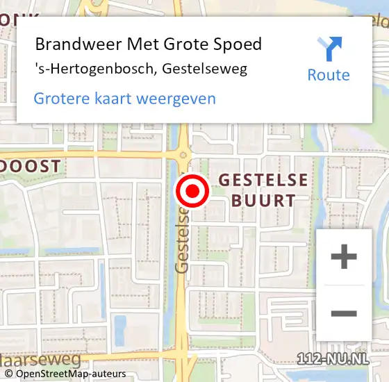 Locatie op kaart van de 112 melding: Brandweer Met Grote Spoed Naar 's-Hertogenbosch, Gestelseweg op 30 december 2022 02:13