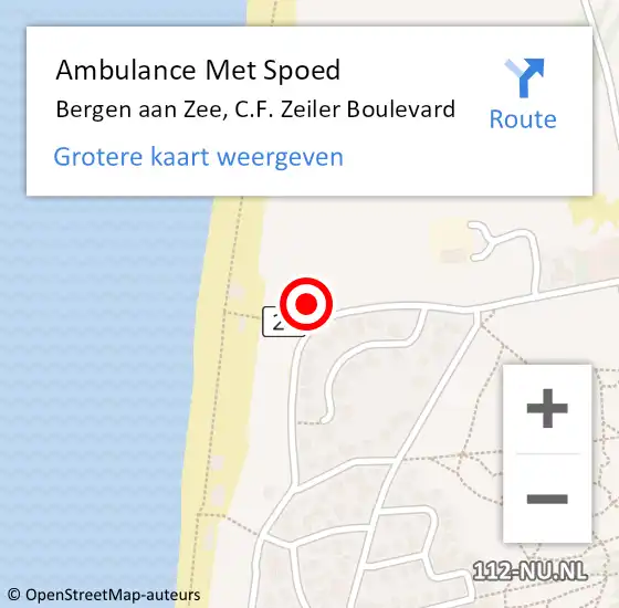 Locatie op kaart van de 112 melding: Ambulance Met Spoed Naar Bergen aan Zee, C.F. Zeiler Boulevard op 30 december 2022 04:46