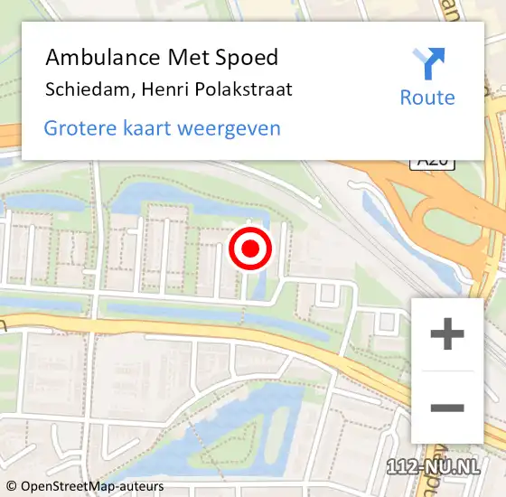 Locatie op kaart van de 112 melding: Ambulance Met Spoed Naar Schiedam, Henri Polakstraat op 30 december 2022 04:50