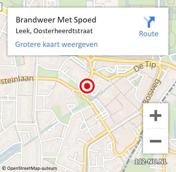 Locatie op kaart van de 112 melding: Brandweer Met Spoed Naar Leek, Oosterheerdtstraat op 30 december 2022 08:03