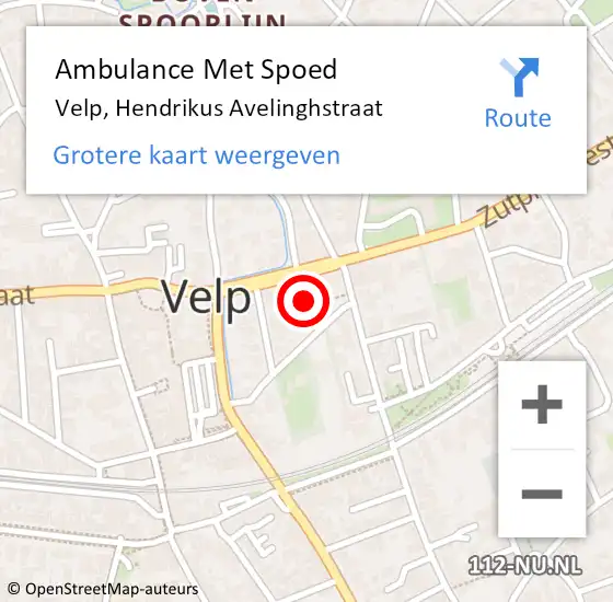 Locatie op kaart van de 112 melding: Ambulance Met Spoed Naar Velp, Hendrikus Avelinghstraat op 30 december 2022 08:22