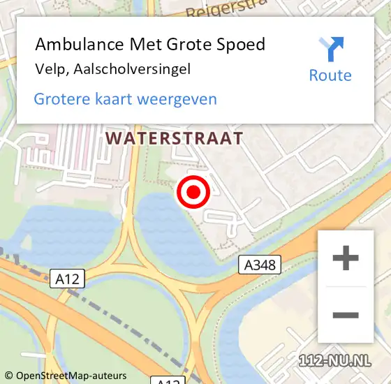 Locatie op kaart van de 112 melding: Ambulance Met Grote Spoed Naar Velp, Aalscholversingel op 30 december 2022 09:08