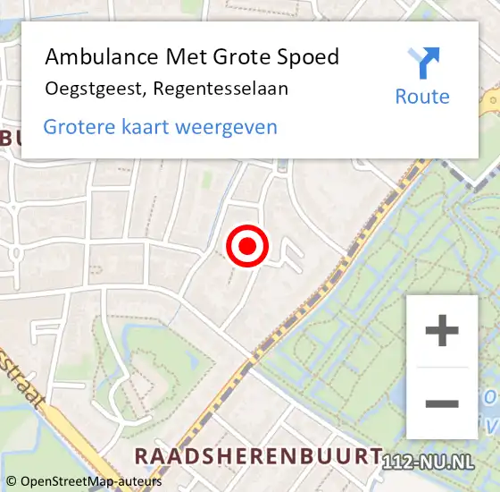 Locatie op kaart van de 112 melding: Ambulance Met Grote Spoed Naar Oegstgeest, Regentesselaan op 30 december 2022 11:10
