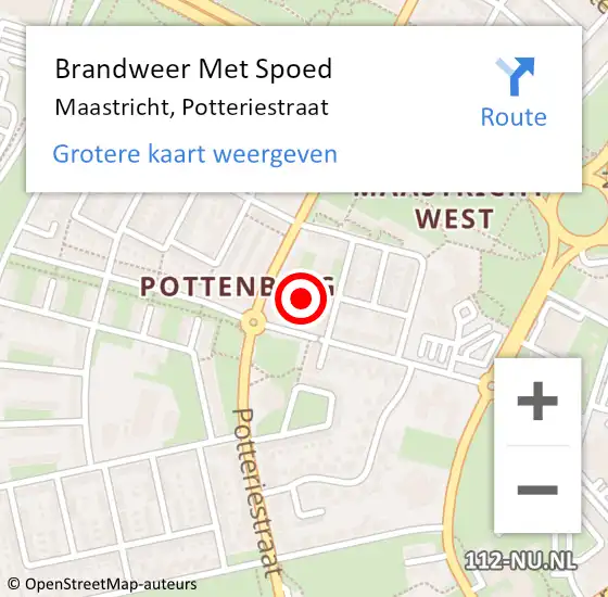 Locatie op kaart van de 112 melding: Brandweer Met Spoed Naar Maastricht, Potteriestraat op 30 december 2022 11:19