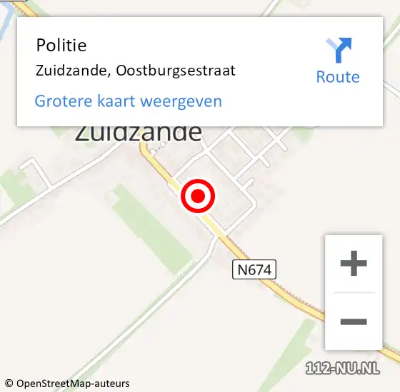 Locatie op kaart van de 112 melding: Politie Zuidzande, Oostburgsestraat op 30 december 2022 12:04