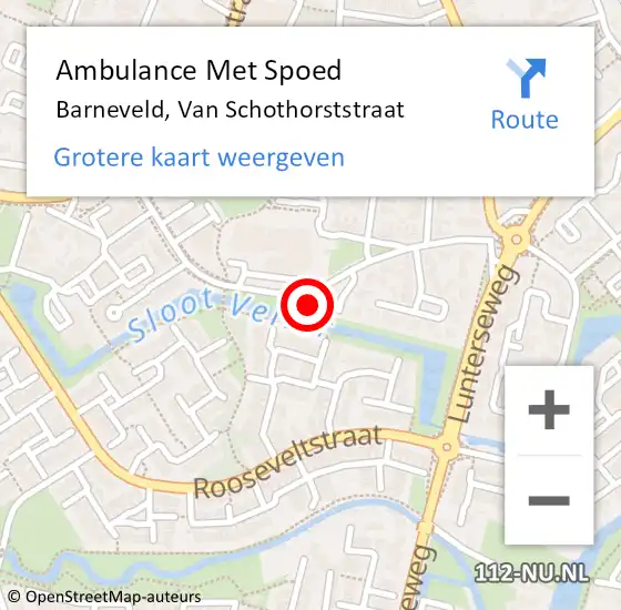 Locatie op kaart van de 112 melding: Ambulance Met Spoed Naar Barneveld, Van Schothorststraat op 30 december 2022 12:31