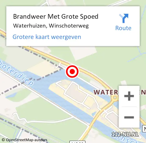 Locatie op kaart van de 112 melding: Brandweer Met Grote Spoed Naar Waterhuizen, Winschoterweg op 30 december 2022 15:13