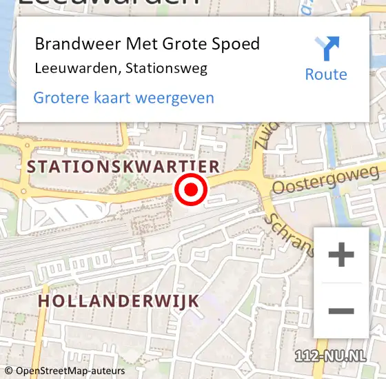 Locatie op kaart van de 112 melding: Brandweer Met Grote Spoed Naar Leeuwarden, Stationsweg op 30 december 2022 16:58