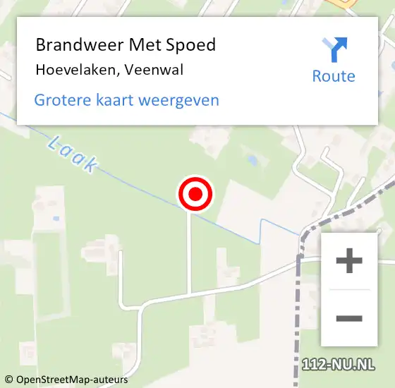 Locatie op kaart van de 112 melding: Brandweer Met Spoed Naar Hoevelaken, Veenwal op 30 december 2022 17:59