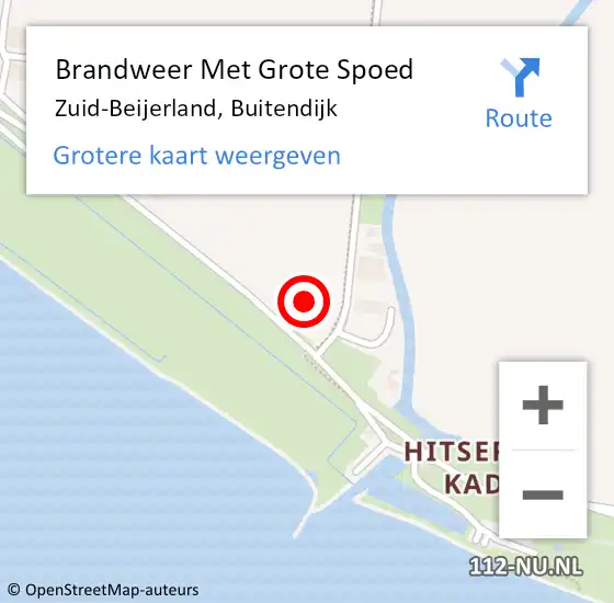 Locatie op kaart van de 112 melding: Brandweer Met Grote Spoed Naar Zuid-Beijerland, Buitendijk op 30 december 2022 18:07