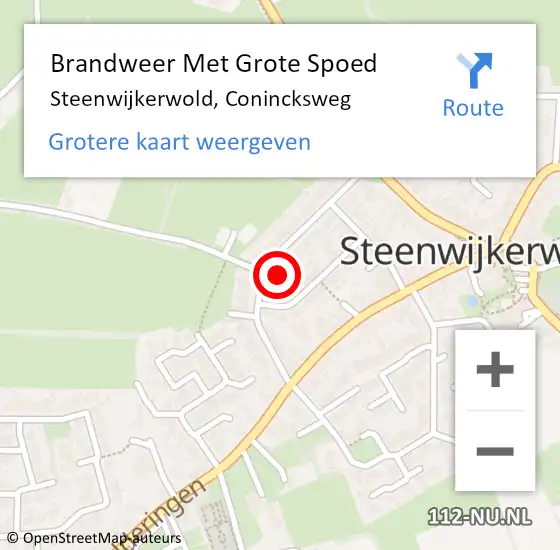 Locatie op kaart van de 112 melding: Brandweer Met Grote Spoed Naar Steenwijkerwold, Conincksweg op 30 december 2022 18:51