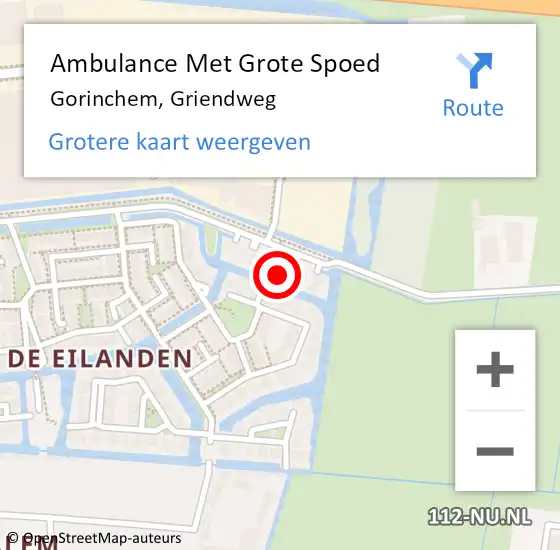 Locatie op kaart van de 112 melding: Ambulance Met Grote Spoed Naar Gorinchem, Griendweg op 30 december 2022 19:56