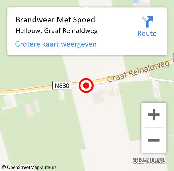 Locatie op kaart van de 112 melding: Brandweer Met Spoed Naar Hellouw, Graaf Reinaldweg op 30 december 2022 21:27