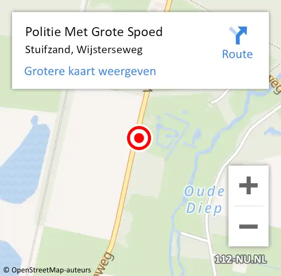Locatie op kaart van de 112 melding: Politie Met Grote Spoed Naar Stuifzand, Wijsterseweg op 30 december 2022 22:40