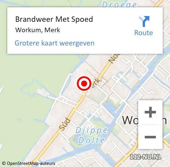 Locatie op kaart van de 112 melding: Brandweer Met Spoed Naar Workum, Merk op 30 december 2022 23:23