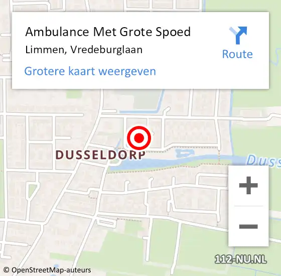 Locatie op kaart van de 112 melding: Ambulance Met Grote Spoed Naar Limmen, Vredeburglaan op 31 december 2022 03:03