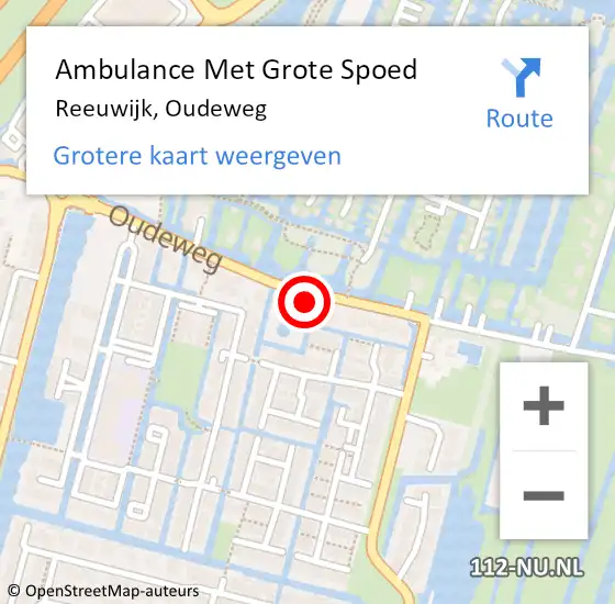 Locatie op kaart van de 112 melding: Ambulance Met Grote Spoed Naar Reeuwijk, Oudeweg op 31 december 2022 07:51