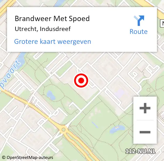 Locatie op kaart van de 112 melding: Brandweer Met Spoed Naar Utrecht, Indusdreef op 31 december 2022 08:01