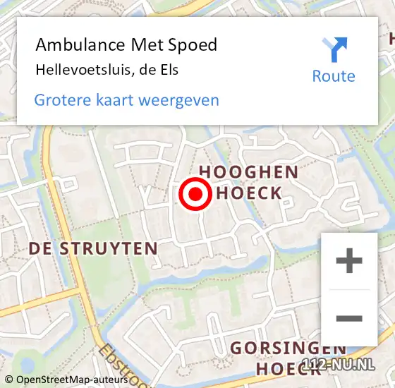 Locatie op kaart van de 112 melding: Ambulance Met Spoed Naar Hellevoetsluis, de Els op 31 december 2022 08:41