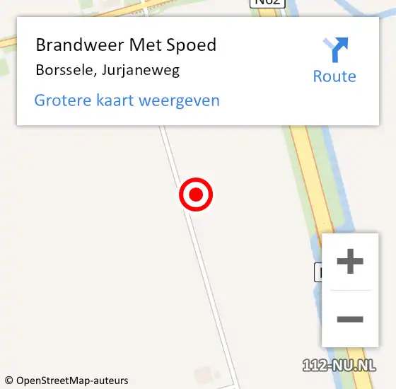 Locatie op kaart van de 112 melding: Brandweer Met Spoed Naar Borssele, Jurjaneweg op 31 december 2022 10:32