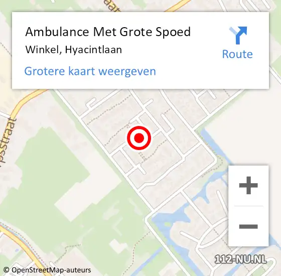 Locatie op kaart van de 112 melding: Ambulance Met Grote Spoed Naar Winkel, Hyacintlaan op 31 december 2022 10:37