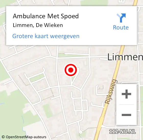 Locatie op kaart van de 112 melding: Ambulance Met Spoed Naar Limmen, De Wieken op 31 december 2022 13:04