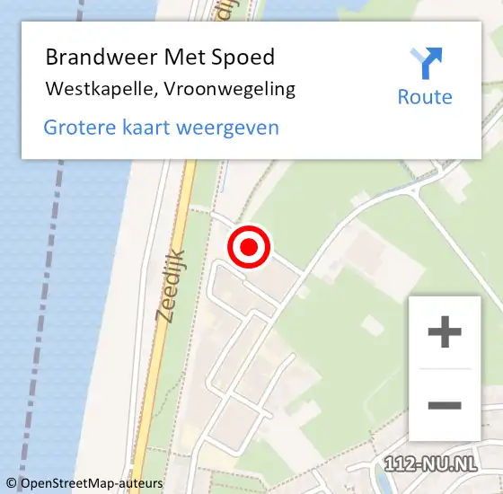 Locatie op kaart van de 112 melding: Brandweer Met Spoed Naar Westkapelle, Vroonwegeling op 31 december 2022 13:09