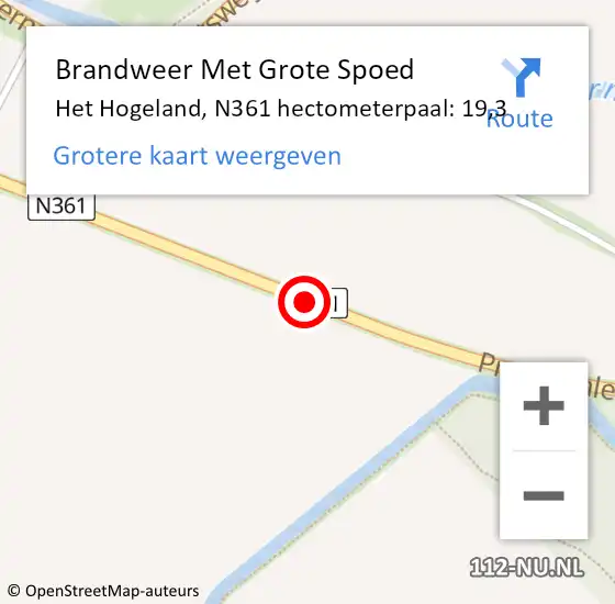 Locatie op kaart van de 112 melding: Brandweer Met Grote Spoed Naar Het Hogeland, N361 hectometerpaal: 19,3 op 31 december 2022 13:46