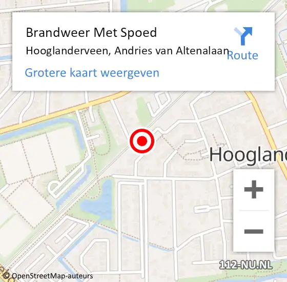 Locatie op kaart van de 112 melding: Brandweer Met Spoed Naar Hooglanderveen, Andries van Altenalaan op 31 december 2022 13:52