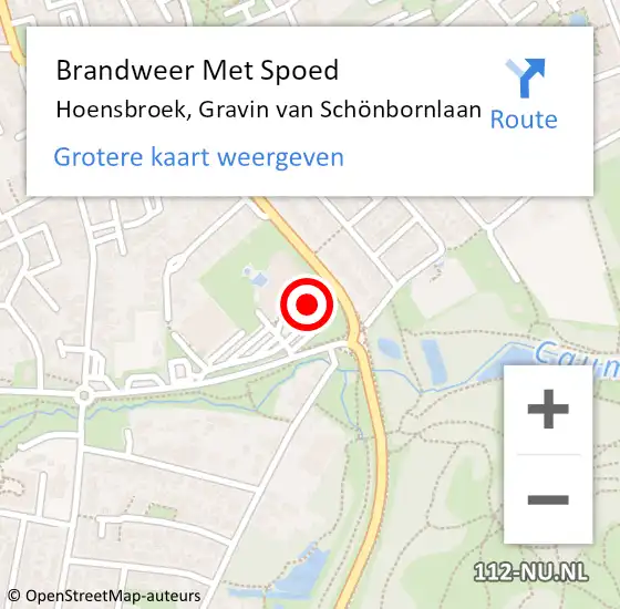 Locatie op kaart van de 112 melding: Brandweer Met Spoed Naar Hoensbroek, Gravin van Schönbornlaan op 31 december 2022 14:16