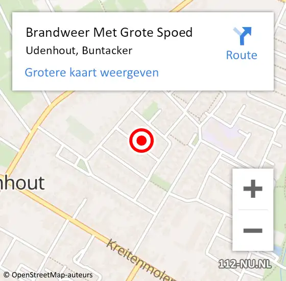 Locatie op kaart van de 112 melding: Brandweer Met Grote Spoed Naar Udenhout, Buntacker op 31 december 2022 14:27