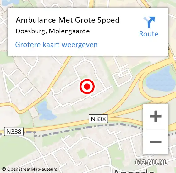 Locatie op kaart van de 112 melding: Ambulance Met Grote Spoed Naar Doesburg, Molengaarde op 31 december 2022 15:20
