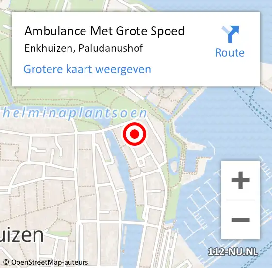 Locatie op kaart van de 112 melding: Ambulance Met Grote Spoed Naar Enkhuizen, Paludanushof op 31 december 2022 15:51