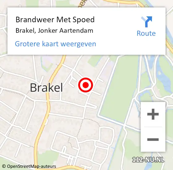 Locatie op kaart van de 112 melding: Brandweer Met Spoed Naar Brakel, Jonker Aartendam op 31 december 2022 16:31